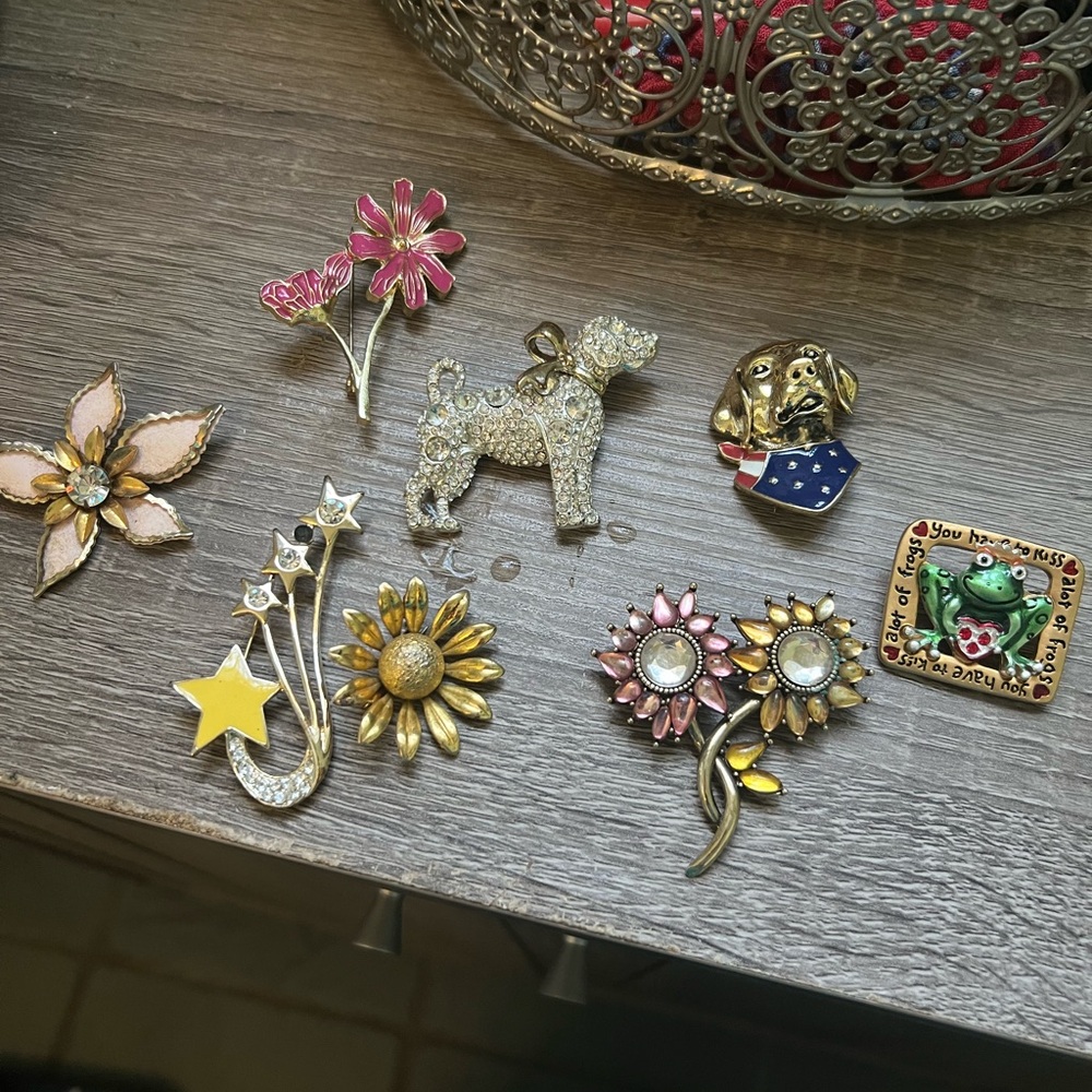 Elegant Gold and Silver Brooch Set
